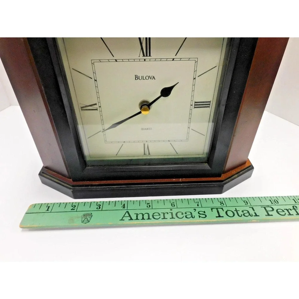 VTG Bulova Mantle Clock Cherry Wood Analong WORKS***JC261